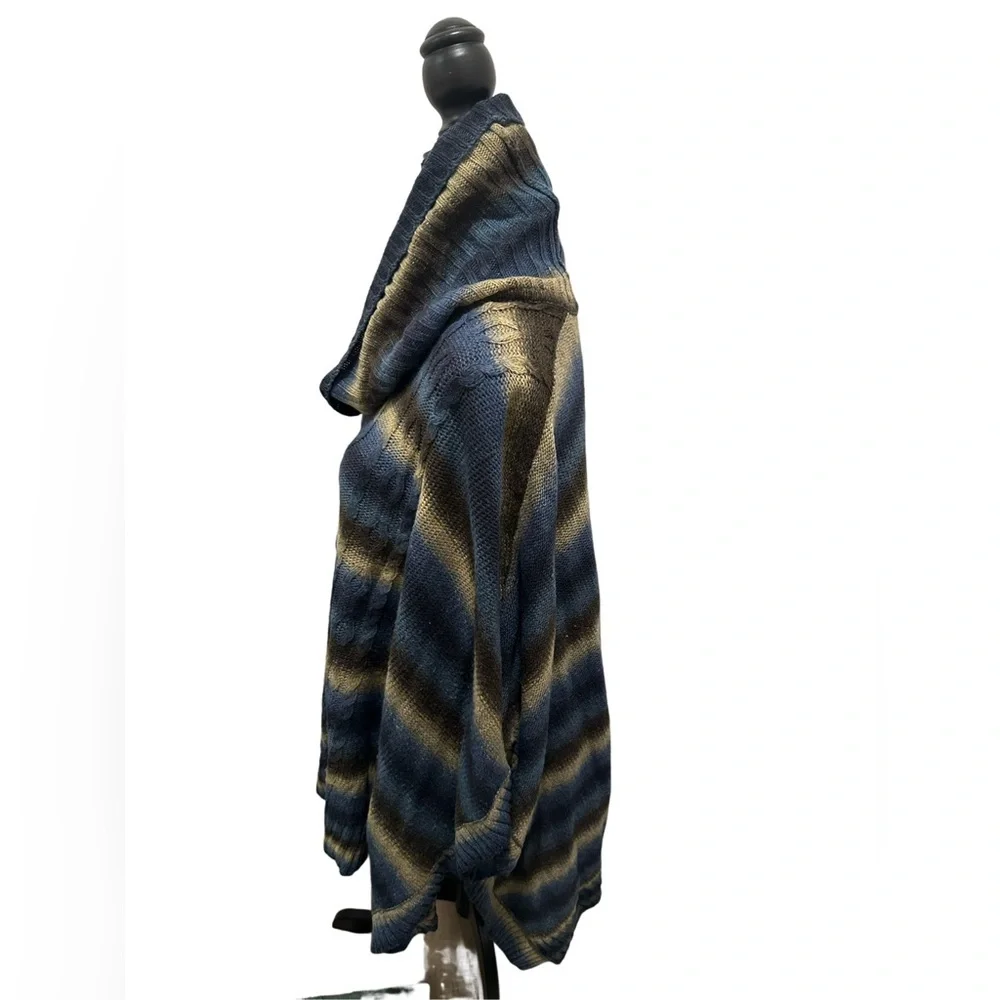 Striped Cowl Neck Sweater - Blue and Brown - Picture 3 of 15